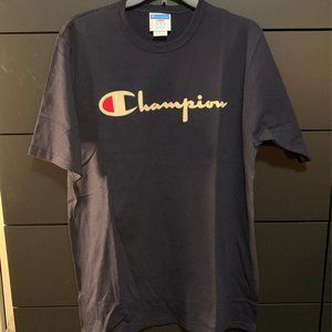 Champion Logo Navy T-Shirt Used Large